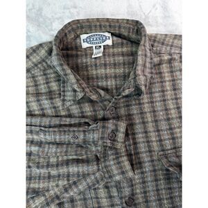 Vintage Supplies Shirt Mens XL Brown Plaid Flannel Button Front Pockets